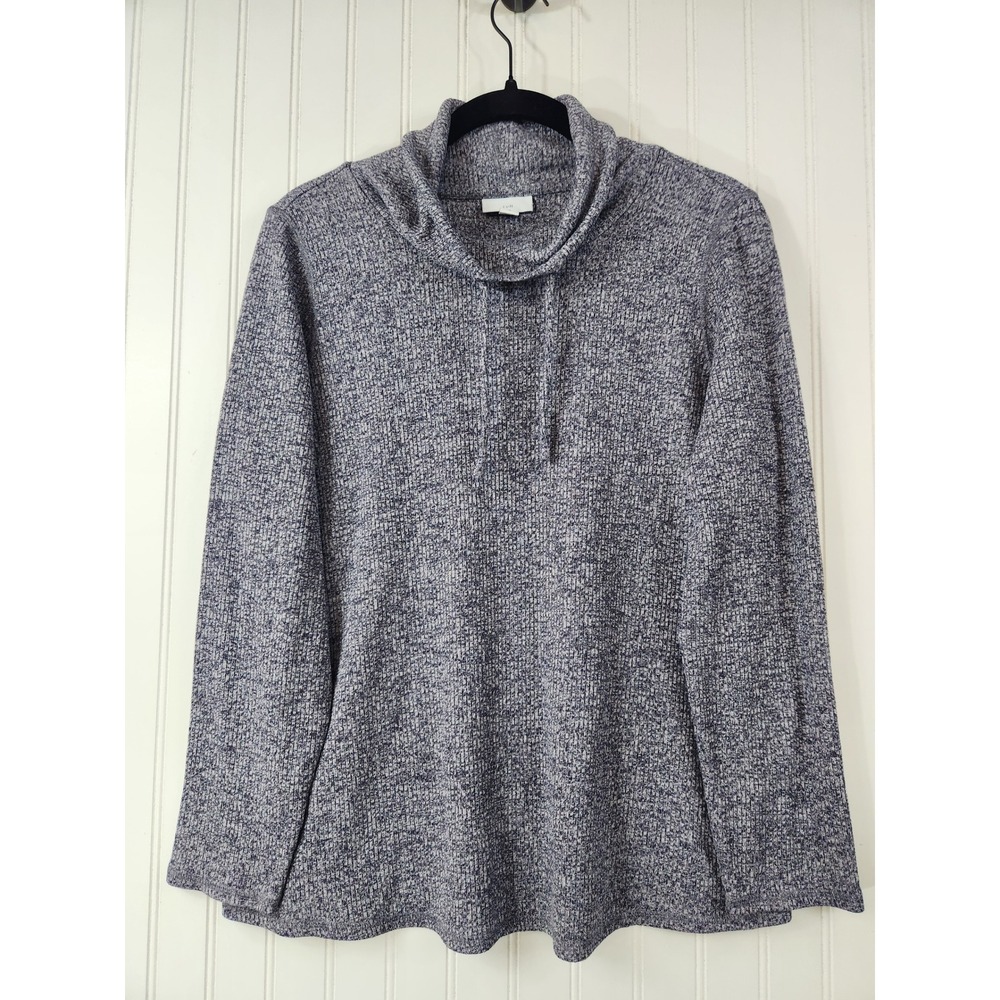 Pure J. Jill Blue Marled Cowl Neck Sweater Womens Size M Long Sleeve Knit